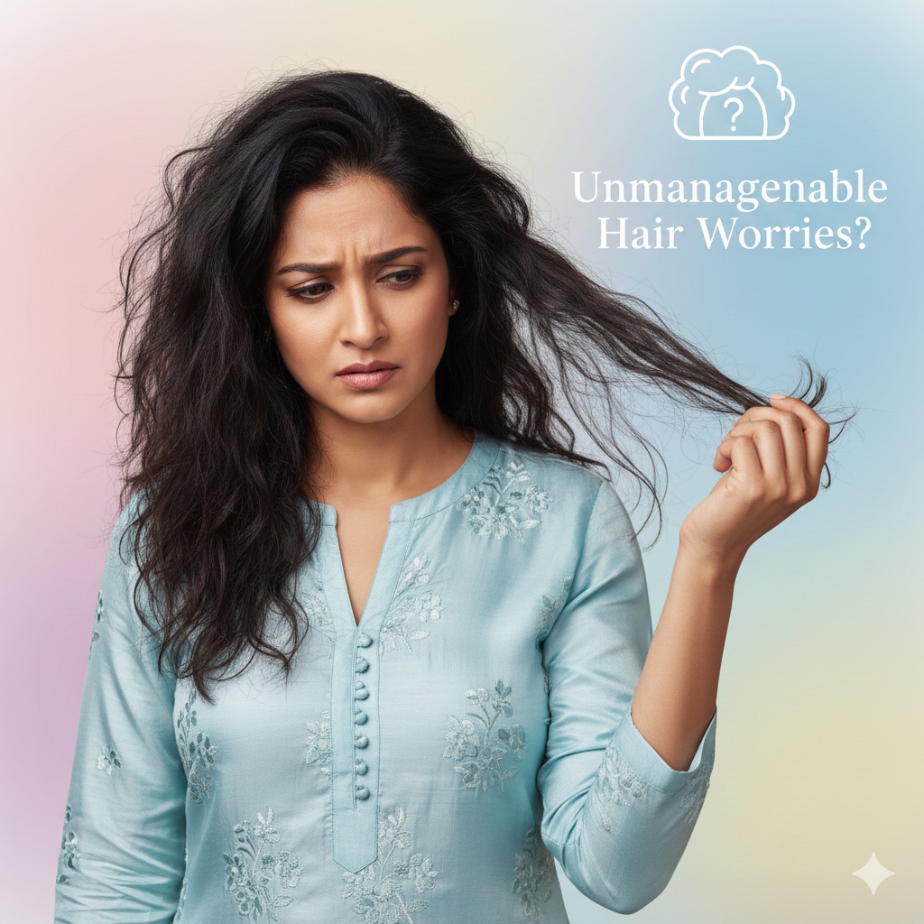 women dry frizzy hair